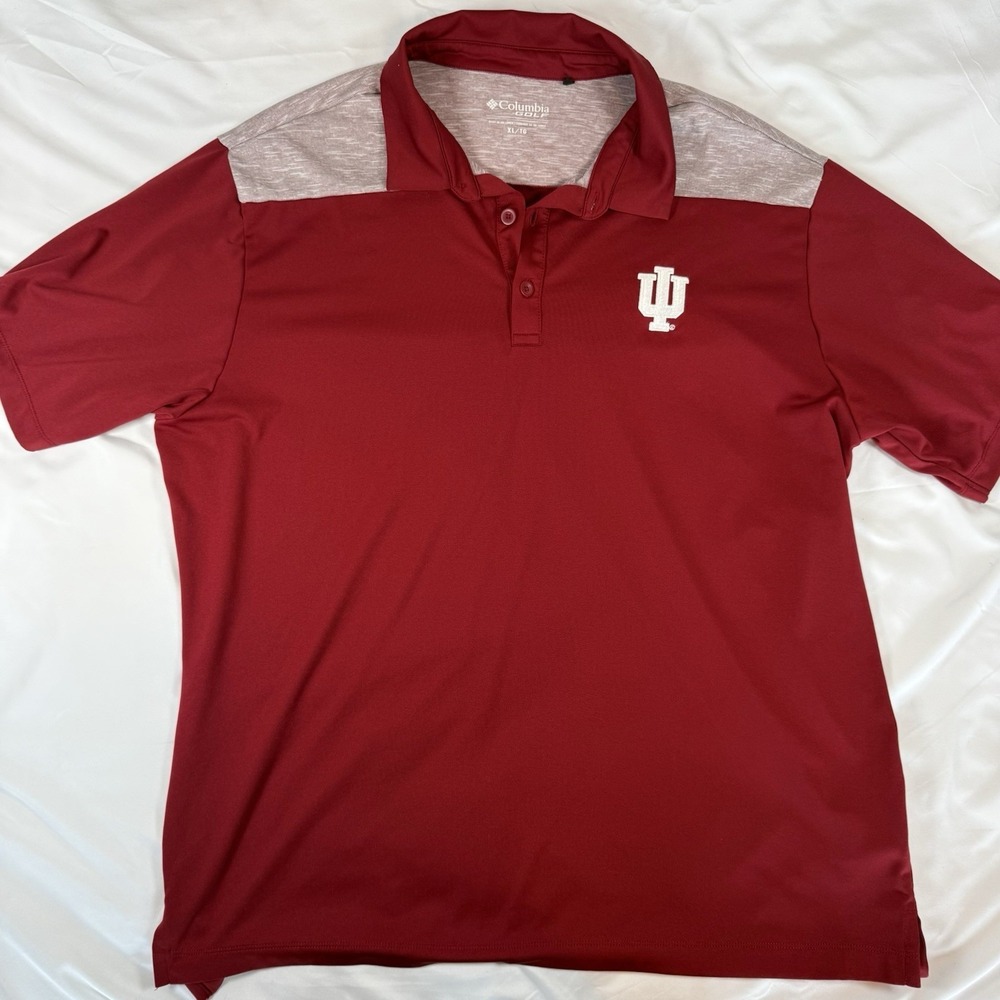 Columbia Indiana Hoosiers Red Gray Polo Shirt Men's NCAA Fan Apparel Size XL